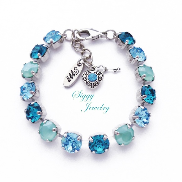 Swarovski® Crystal Bracelet, 8mm Aqua, Teal, Mint - Picture 1 of 9